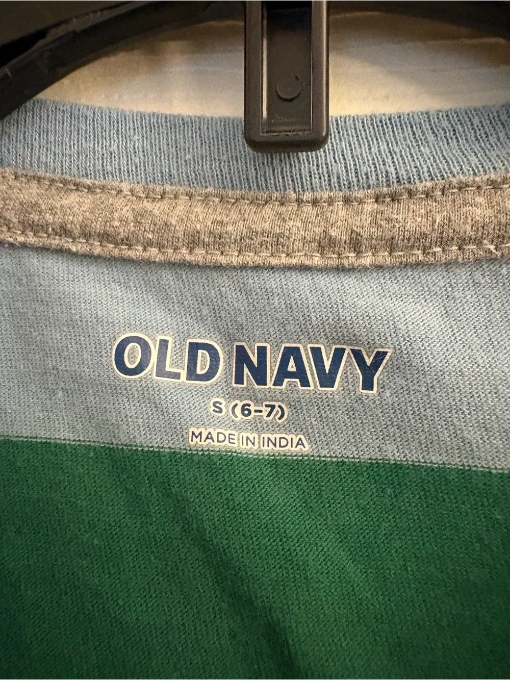 Old Navy Green and Light Blue Striped Kids Tee Shirt
